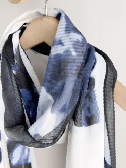Impression Florale Bleue - Foulard plissé léger