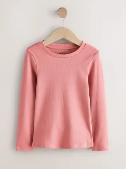 Impression florale rose - T-shirts côtelés à manches longues Lot de 4 (3à16ans)