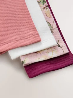Impression florale rose - T-shirts côtelés à manches longues Lot de 4 (3à16ans)