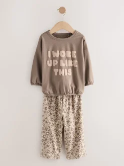 Imprimé à slogan écru/rose - Lot de 3 pyjamas Amples (9mois à10ans)