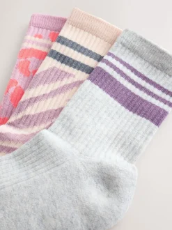 Imprimé animal - Lot de 3 paires de chaussettes côtelées à semelle rembourrée en coton majoritaire