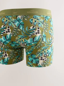 Imprimé Animal feuilles Vert/Bleu - Lot de 4 boxers Signature en coton majoritaire