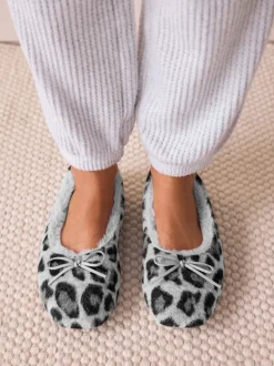Imprimé animal gris - Chaussons plats Ballerina