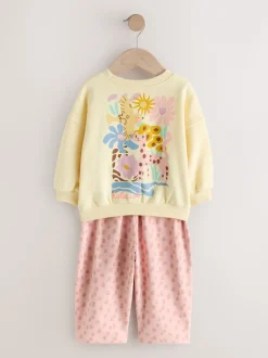 Imprimé animal jaune - Ensemble Sweat-shirt et jogging Coupe ballon (3mois -7ans)