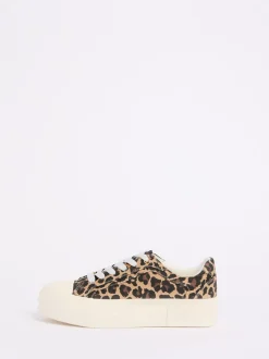 Imprimé animal léopard - Baskets basses décontractées Friends Like These en toile Flatform à lacets