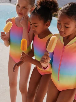 Imprimé arc-en-ciel dégradé - Maillot de bain à col dégagé (3-16ans)