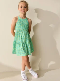 Imprimé citron bleu canard - Robe d'été à bretelles Effet froissé (3-16ans)