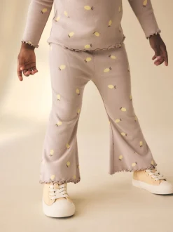 Imprimé citron neutre - Leggings évasés à côtes (3mths-7yrs)