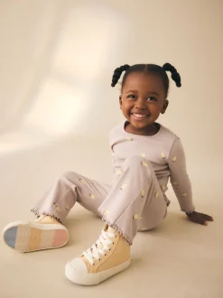 Imprimé citron neutre - Leggings évasés à côtes (3mths-7yrs)