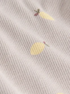 Imprimé citron neutre - T-shirt à manches longues en côtes (3mths-7yrs)