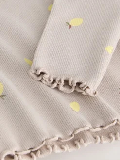 Imprimé citron neutre - T-shirt à manches longues en côtes (3mths-7yrs)