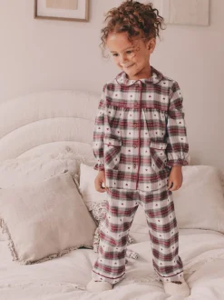 Imprimé cœur rouge/vert - Pyjama Bouton à travers tissé (9mths-12yrs)