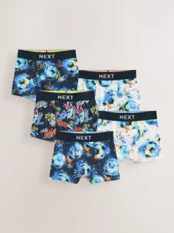 Imprimé de football Bleu - Lot de 5 boxers (2-16ans)