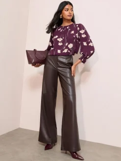 Imprimé Fleuri bordeaux - Friends Like These Chemisier à manches froncées 3/4