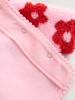 Imprimé fleuri rose sur l’ensemble - Veste bébé à capuche en peau lainée (0mois2ans)