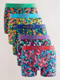 Imprimé géométrique cercle bleu vif/orange/violet - Boxers avec ouverture sur le devant