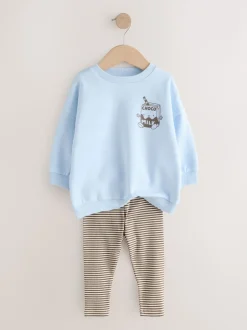 Imprimé lait bleu - Ensemble sweat et leggings (3 mois-7 ans)