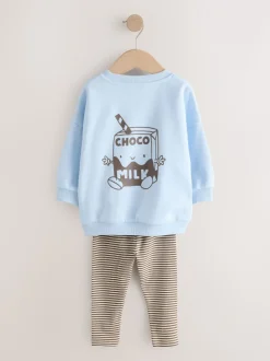 Imprimé lait bleu - Ensemble sweat et leggings (3 mois-7 ans)