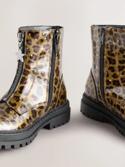 Imprimé Léopard - Bottines zippées sur le devant