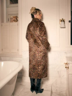 Imprimé Léopard - Manteau long en fausse fourrure