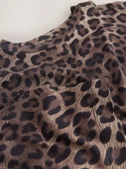 Imprimé Léopard - T-shirt décontracté à col rond avec longueur coude