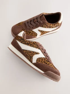 Imprimé léopard en daim - Baskets à lacets