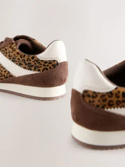 Imprimé léopard en daim - Baskets à lacets