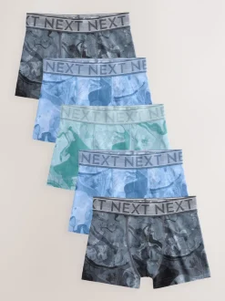 Imprimé marbré bleu - Lot de 5 boxers (2-16ans)