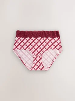 Imprimé nœud baies - Lot de 4 culottes en coton et dentelle