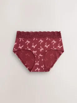 Imprimé nœud baies - Lot de 4 culottes en coton et dentelle