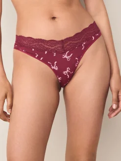 Imprimé nœud baies - Lot de 4 culottes en coton et dentelle