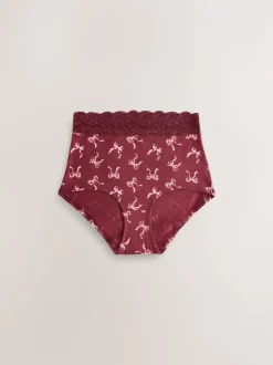 Imprimé nœud baies - Lot de 4 culottes en coton et dentelle