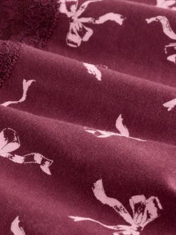 Imprimé nœud baies - Lot de 4 culottes en coton et dentelle