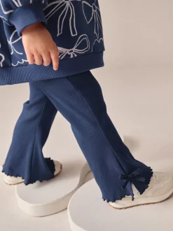 Imprimé nœud bleu marine - Ensemble sweat et legging évasé (3mois-7ans)