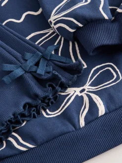 Imprimé nœud bleu marine - Ensemble sweat et legging évasé (3mois-7ans)