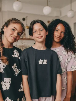 Imprimé panda noir/blanc - Lot de 3 joggings de pyjama (3-16ans)