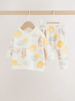 Imprimé personnage lapin blanc - Ensemble bébé sweat et legging de Pâques (0mois-2ans)