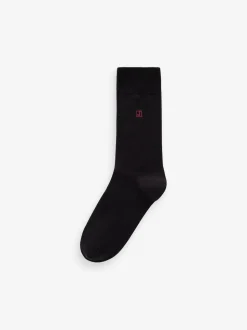 Inital - Chaussettes fraîches et durables brodées Noir 5 Pack