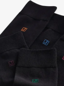 Inital - Chaussettes fraîches et durables brodées Noir 5 Pack