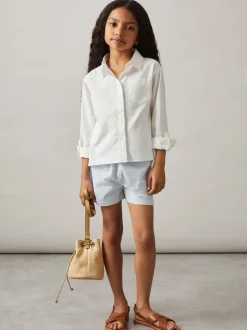 ivoire - Chemise à poignets roulés en lin Reiss Leora