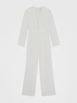 ivoire - Combinaison Reiss Evora à décolleté plongeant et manches fendues