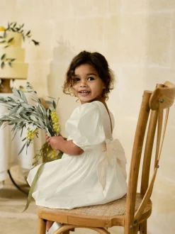 ivoire - Peignoir Flower Girls en taffetas Noeud (3mois-8ans)