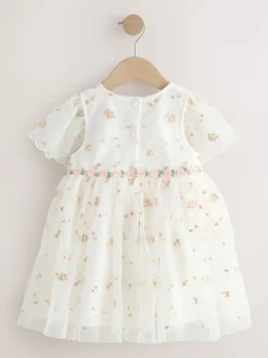 ivoire - Robe en maille brodée (3mths-8yrs)