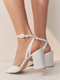 ivoire - Sandales de mariage Forever Comfort® à talons carrés à bout rond