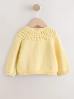 Jaune - Cardigan boutonné avec poche cœur bébé (0mois-2ans)