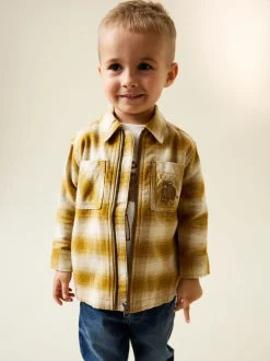 Jaune À carreaux zippé - Ensemble chemise et t-shirt à manches longues (3mois-7ans)