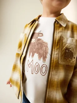 Jaune À carreaux zippé - Ensemble chemise et t-shirt à manches longues (3mois-7ans)