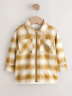 Jaune À carreaux zippé - Ensemble chemise et t-shirt à manches longues (3mois-7ans)