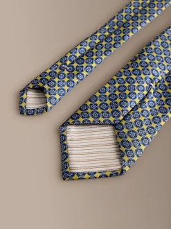 Jaune - Cravate géométrique en soie Signature italienne