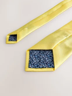 Jaune - Cravate texturée avec pince à cravate